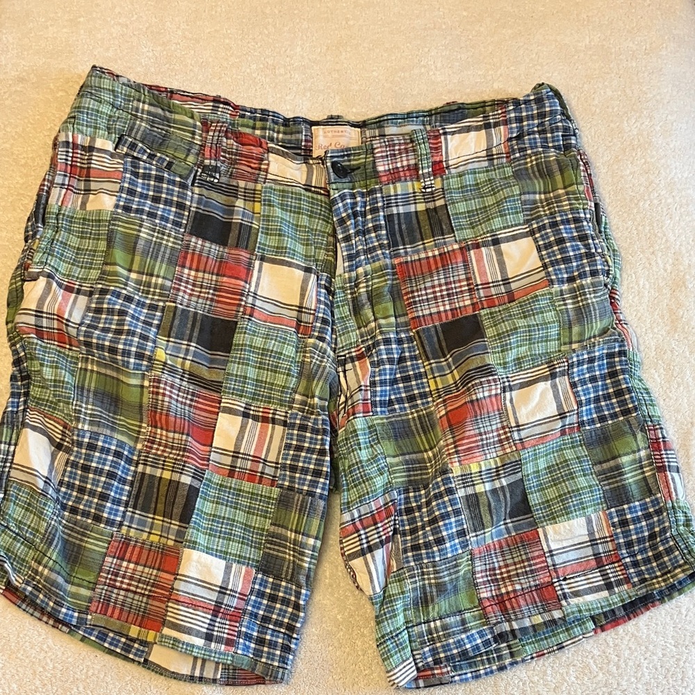 Red Camel Colorful Plaid Patchwork Madras Shorts